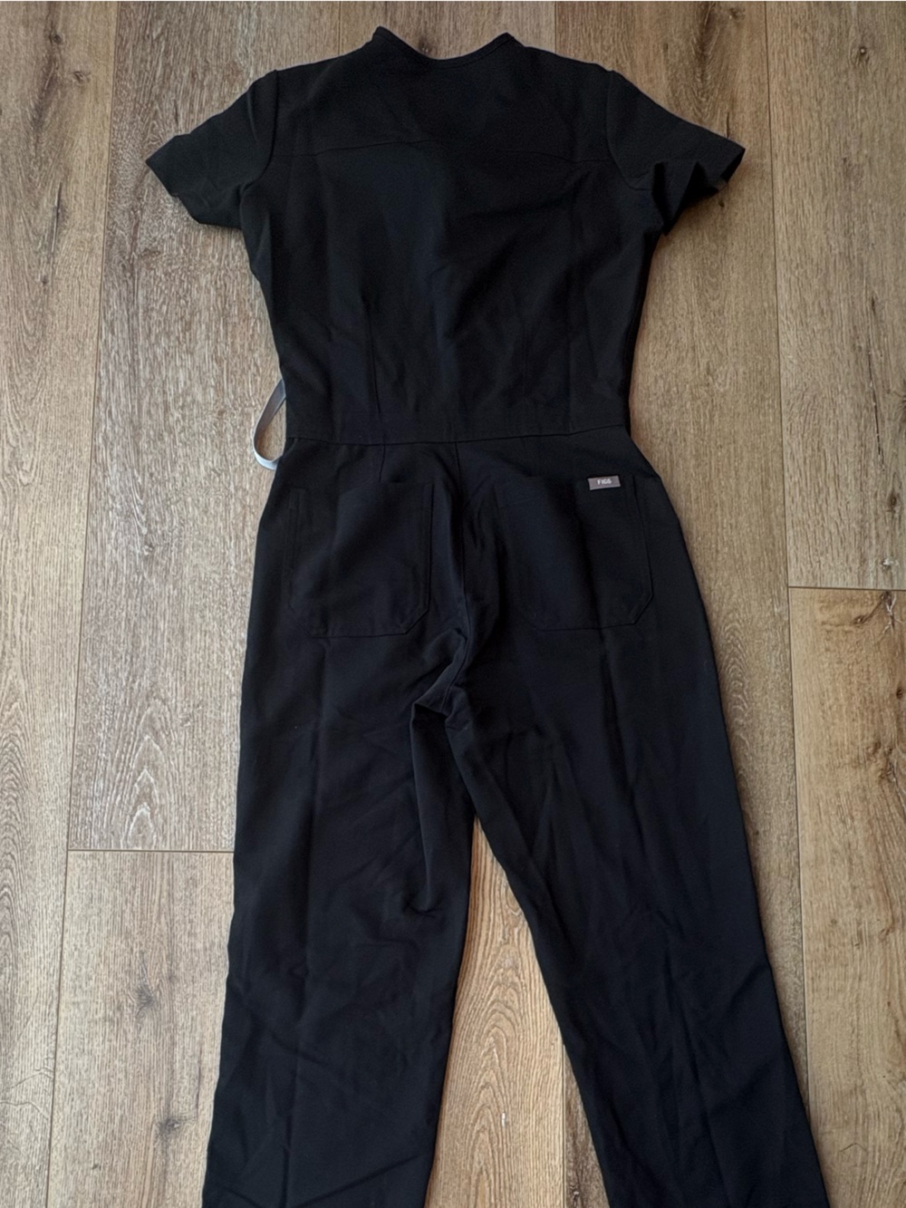 Figs Black Zip-Front Technical Jumpsuit with White Drawstring - Picture 11 of 11